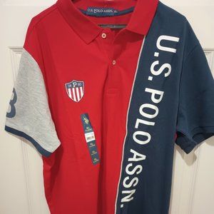 NWT Men's XL U.S. Polo Assn Shirt with Beautiful Red, White, and Blue Colors Man
